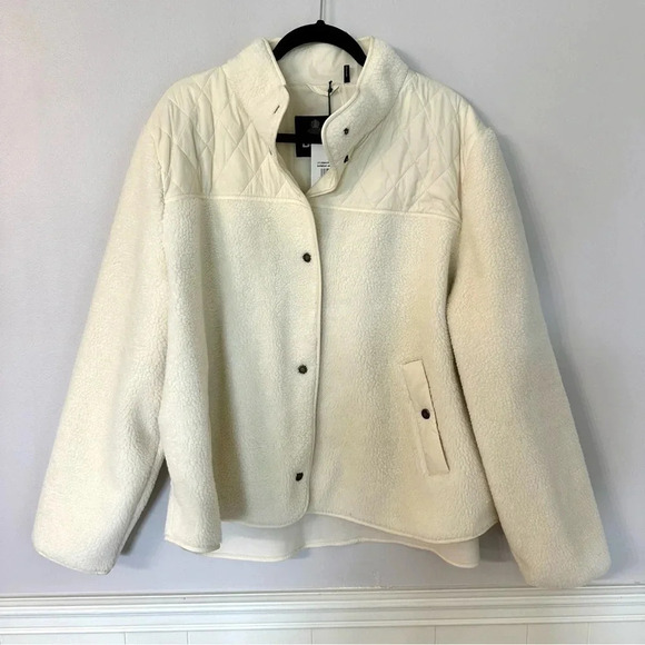 Barbour Aspen Plus Size Fleece Women’s Cream Jacket with Pockets Size 3X NWT - Picture 2 of 9
